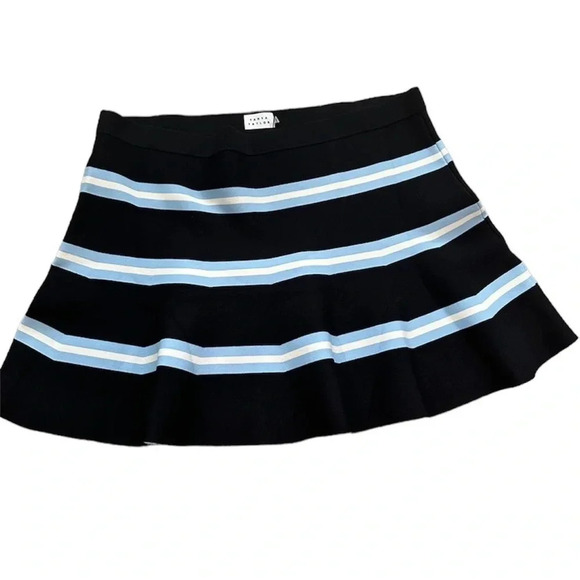 Tanya Taylor Women’s Rivka Striped Flared Black & Blue Miniskirt Size 3X NWT   N - Picture 1 of 6